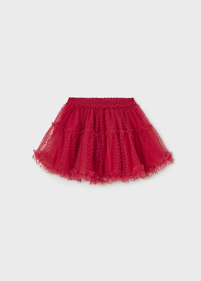Falda tul flocado rojo