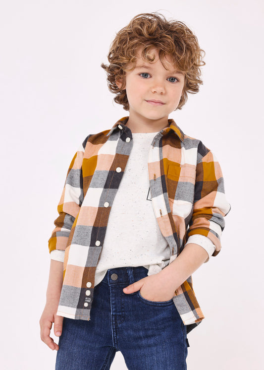 Camisa M/L cuadros ocre