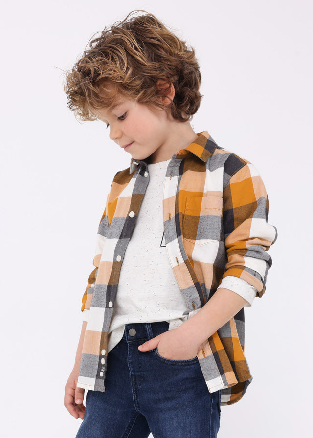 Camisa M/L cuadros ocre