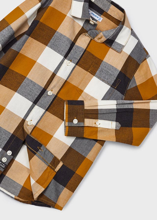 Camisa M/L cuadros ocre